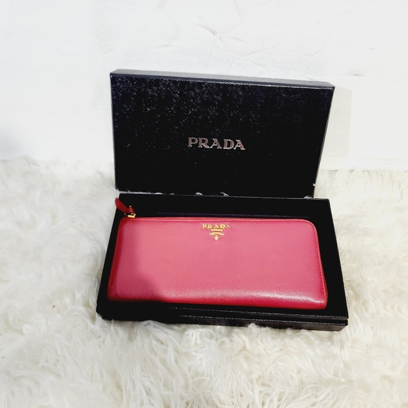 Prada peonia pink   saffiano leather zip around wallet with box - Picture 3 of 17